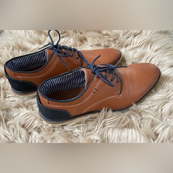 Men’s Brown & Black Two Tone Lace-up Oxford Shoes - Picture 4 of 8